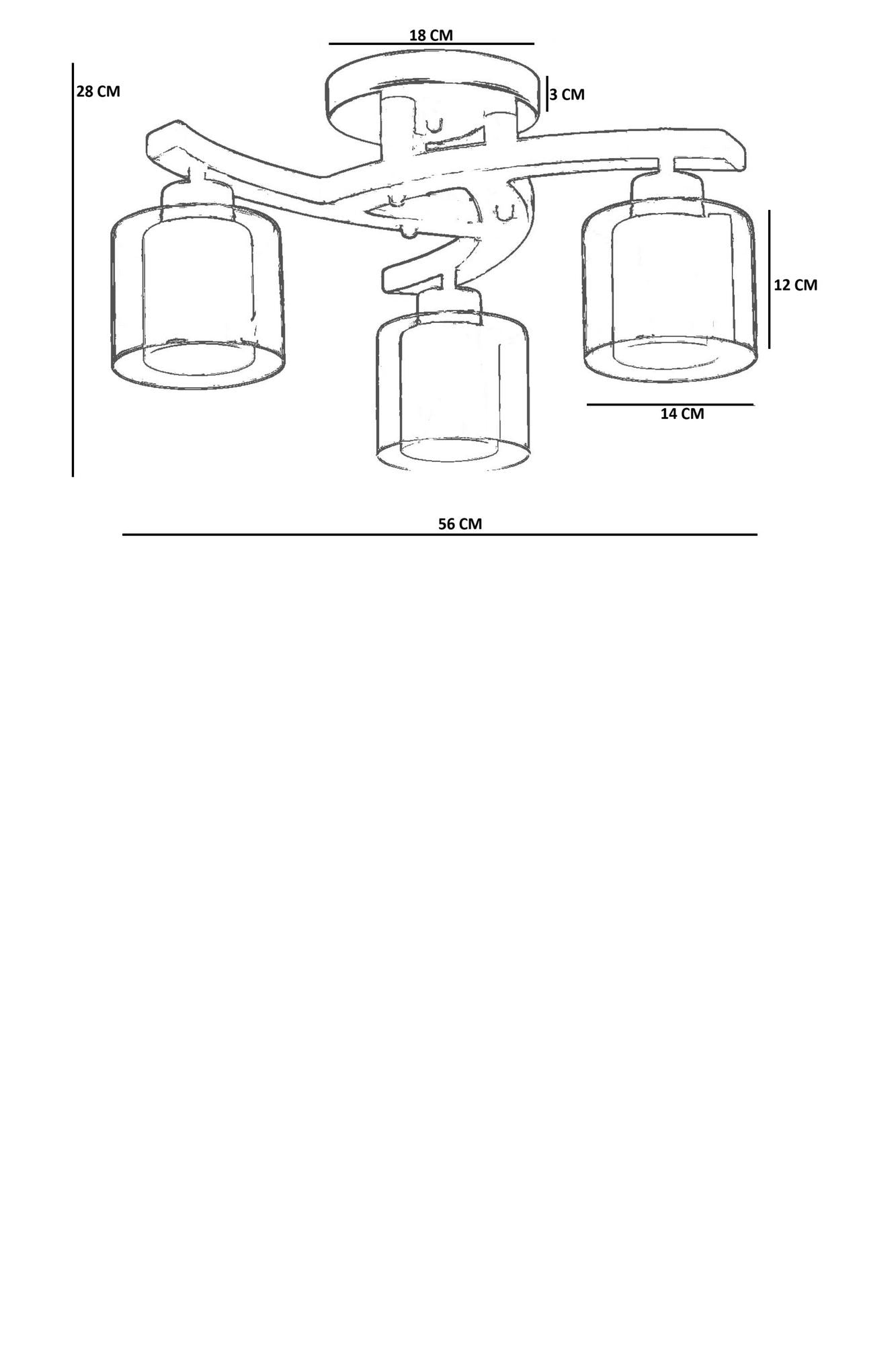 Candeeiro de Teto – 28 cm – Mel, Noz, Dourado – Metálico e Vidro