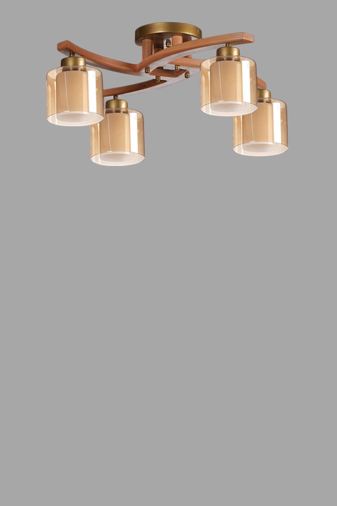 Candeeiro de Teto – 28 cm – Mel, Noz, Ouro – Metal, Vidro