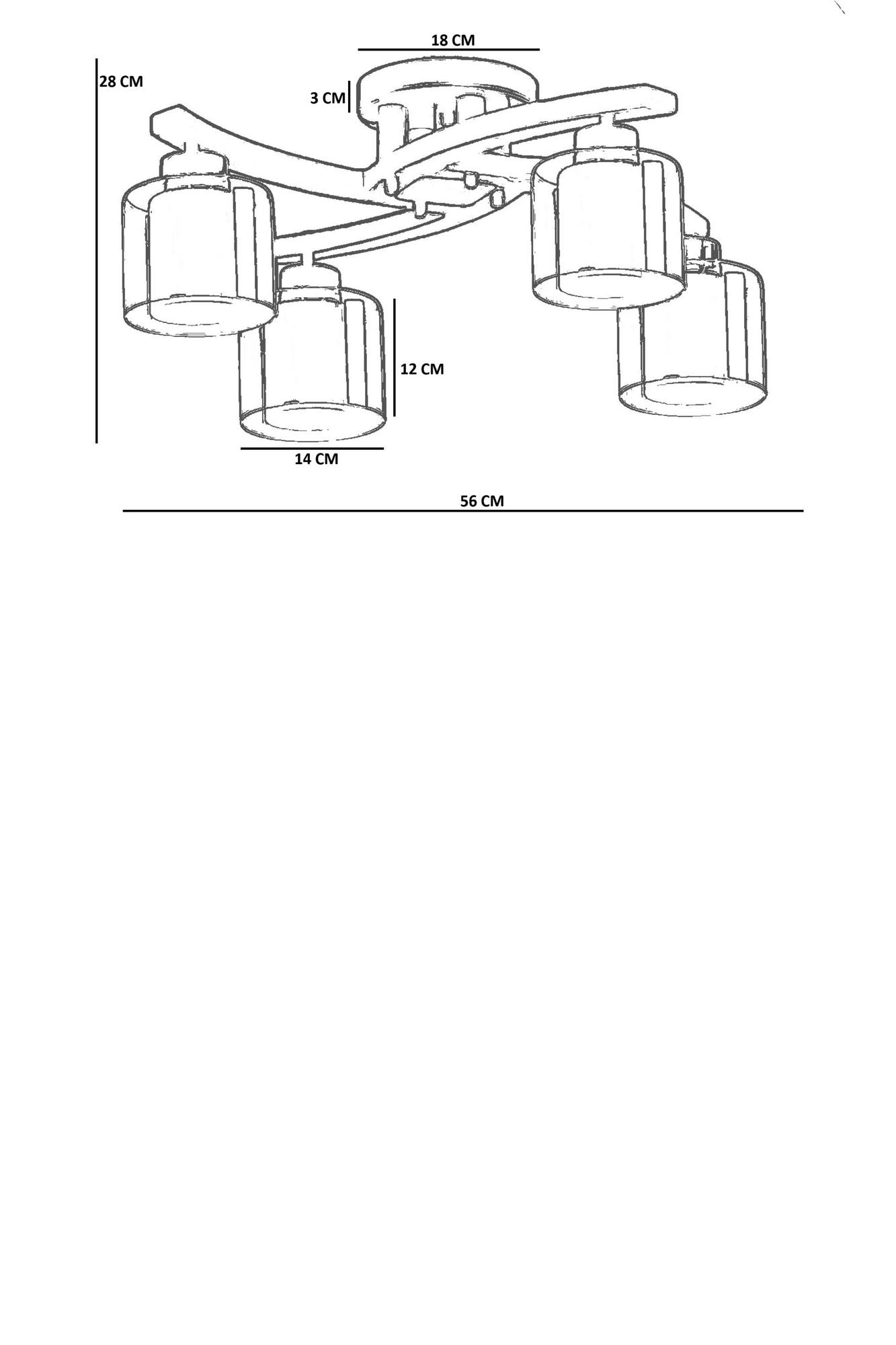 Candeeiro de Teto – 28 cm – Mel, Noz, Ouro – Metal, Vidro