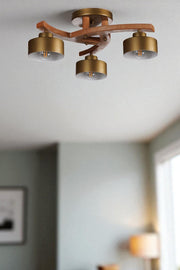 Candeeiro de Teto – Ø14cm h:12cm – Ouro/Nogueira