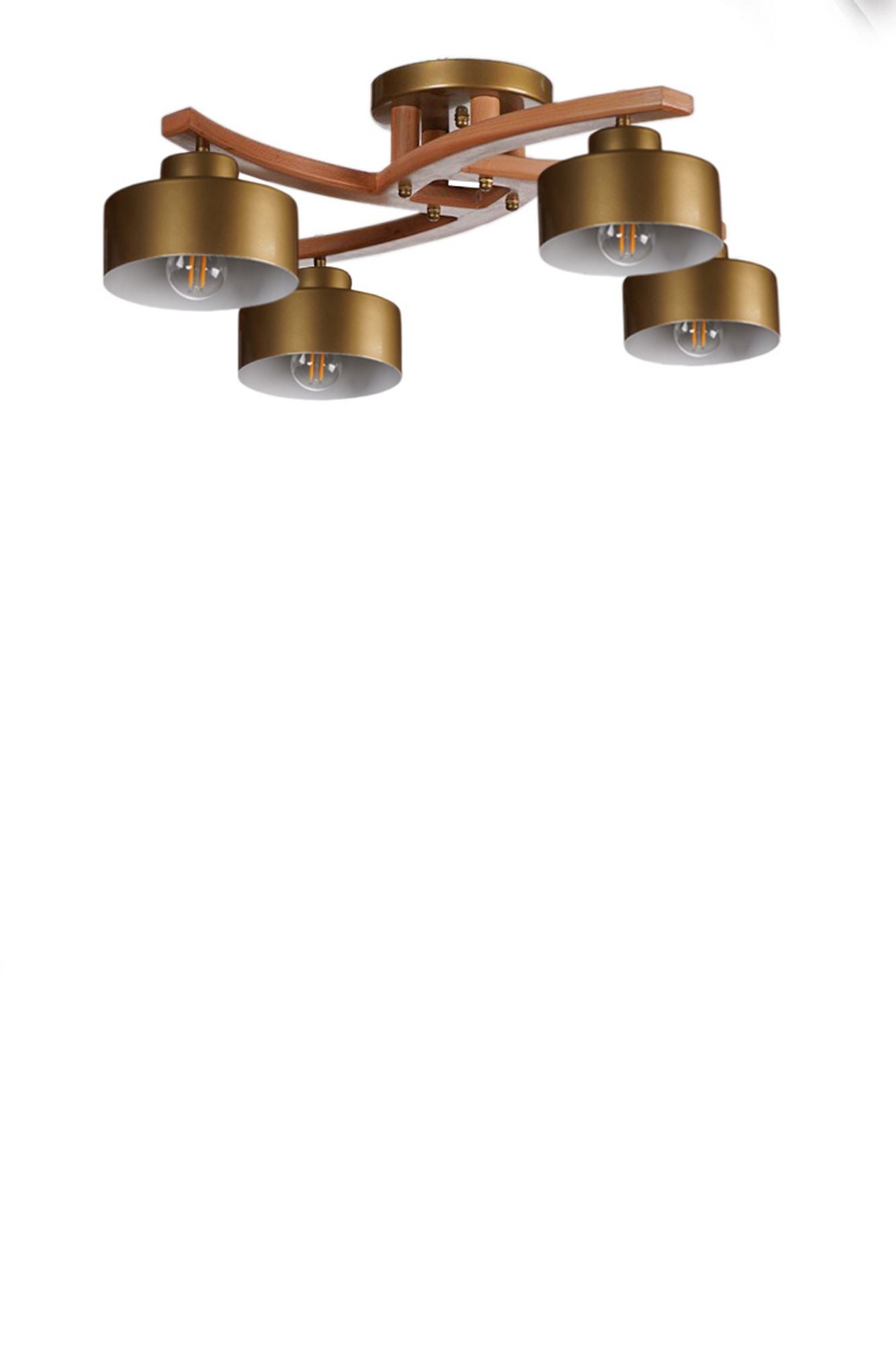 Candeeiro de Teto – Ø14 h:12 cm – Dourado e Noz – Metal