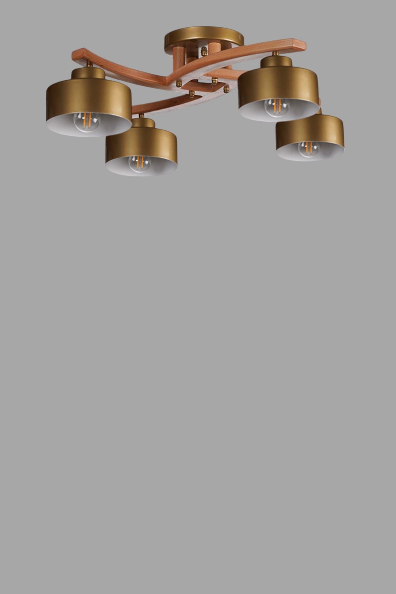 Candeeiro de Teto – Ø14 h:12 cm – Dourado e Noz – Metal