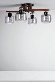 Candeeiro de Teto – Ø15 h:13 cm – Cinza, Nogueira, Preto – Metal e Vidro