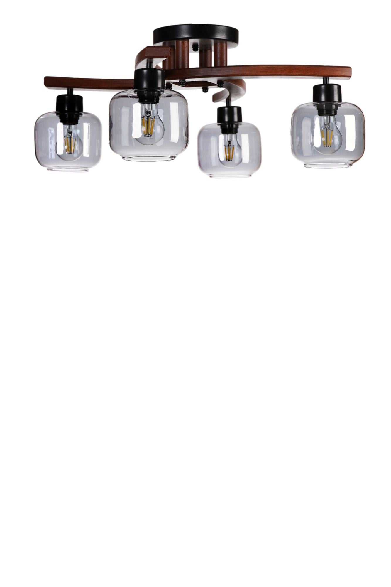 Candeeiro de Teto – Ø15 h:13 cm – Cinza, Nogueira, Preto – Metal e Vidro