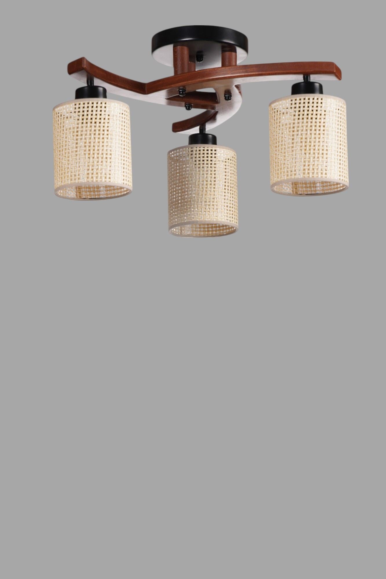 Candeeiro de Teto – Ø14 h:15 cm – Bege, Noz, Preto – Metal e PVC