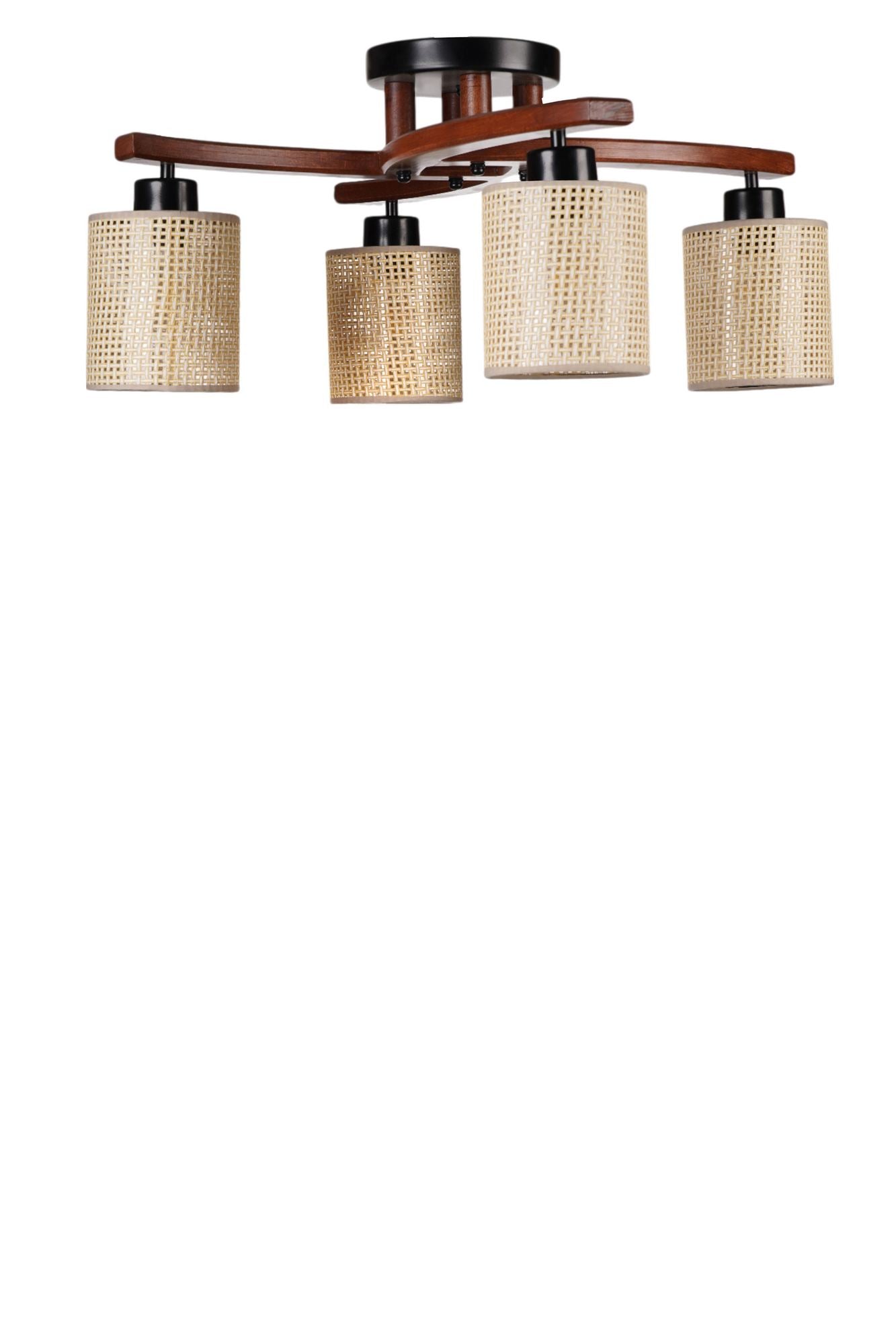 Candeeiro de Teto – 31 cm – Bege, Noz, Preto – Metal e PVC