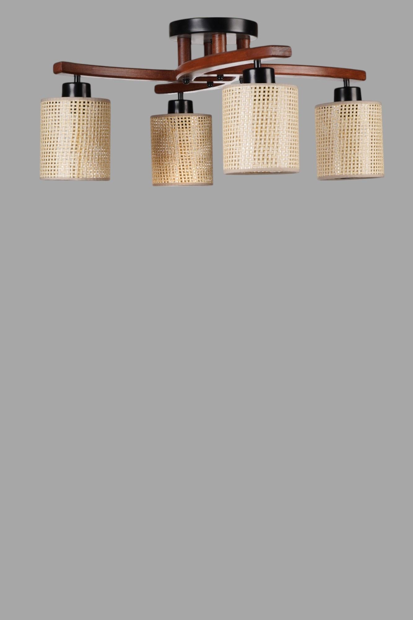 Candeeiro de Teto – 31 cm – Bege, Noz, Preto – Metal e PVC