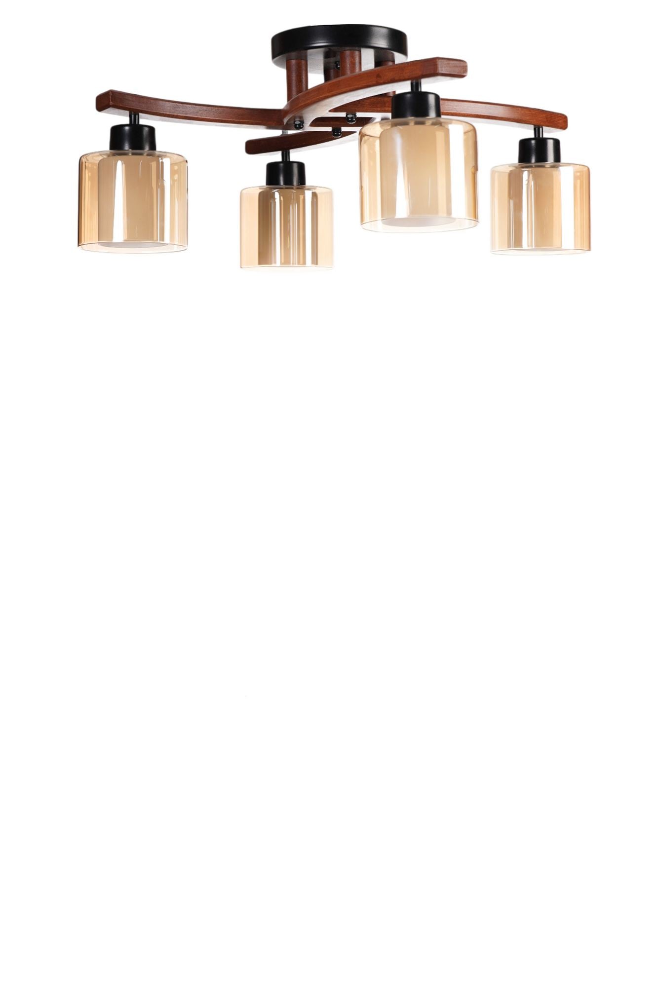 Candeeiro de Teto – Ø14 h:12 cm – Mel, Noz e Preto – Metal e Vidro