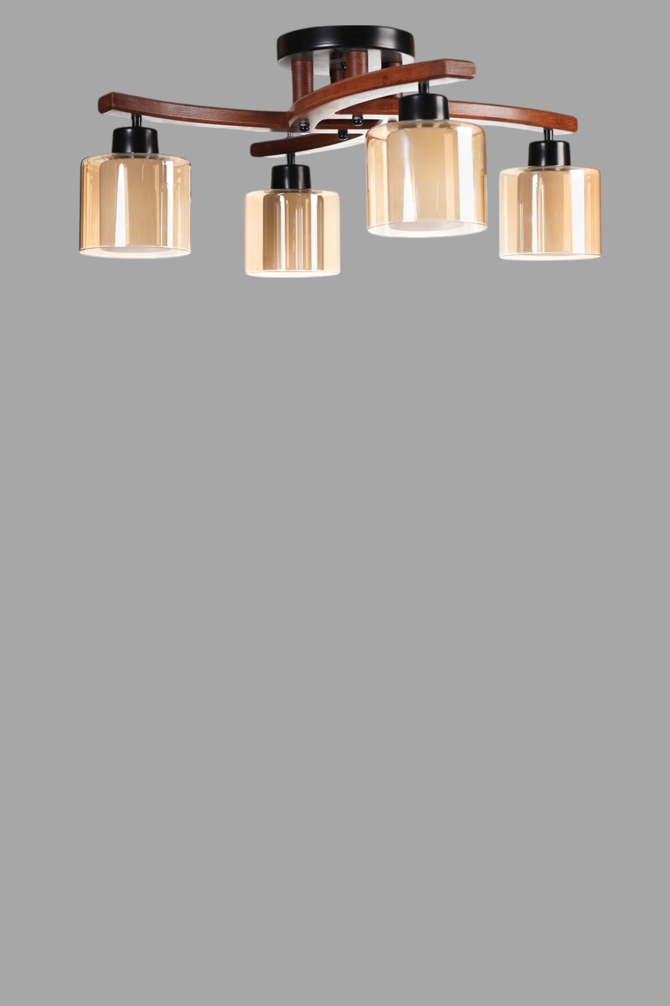 Candeeiro de Teto – Ø14 h:12 cm – Mel, Noz e Preto – Metal e Vidro