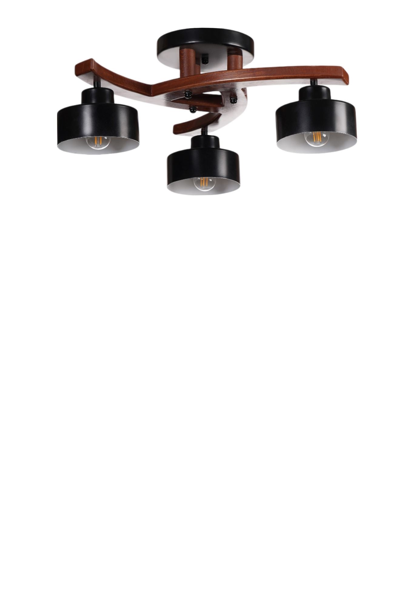 Candeeiro de Teto – Ø14 x 12 cm – Preta e Nogueira – Metal