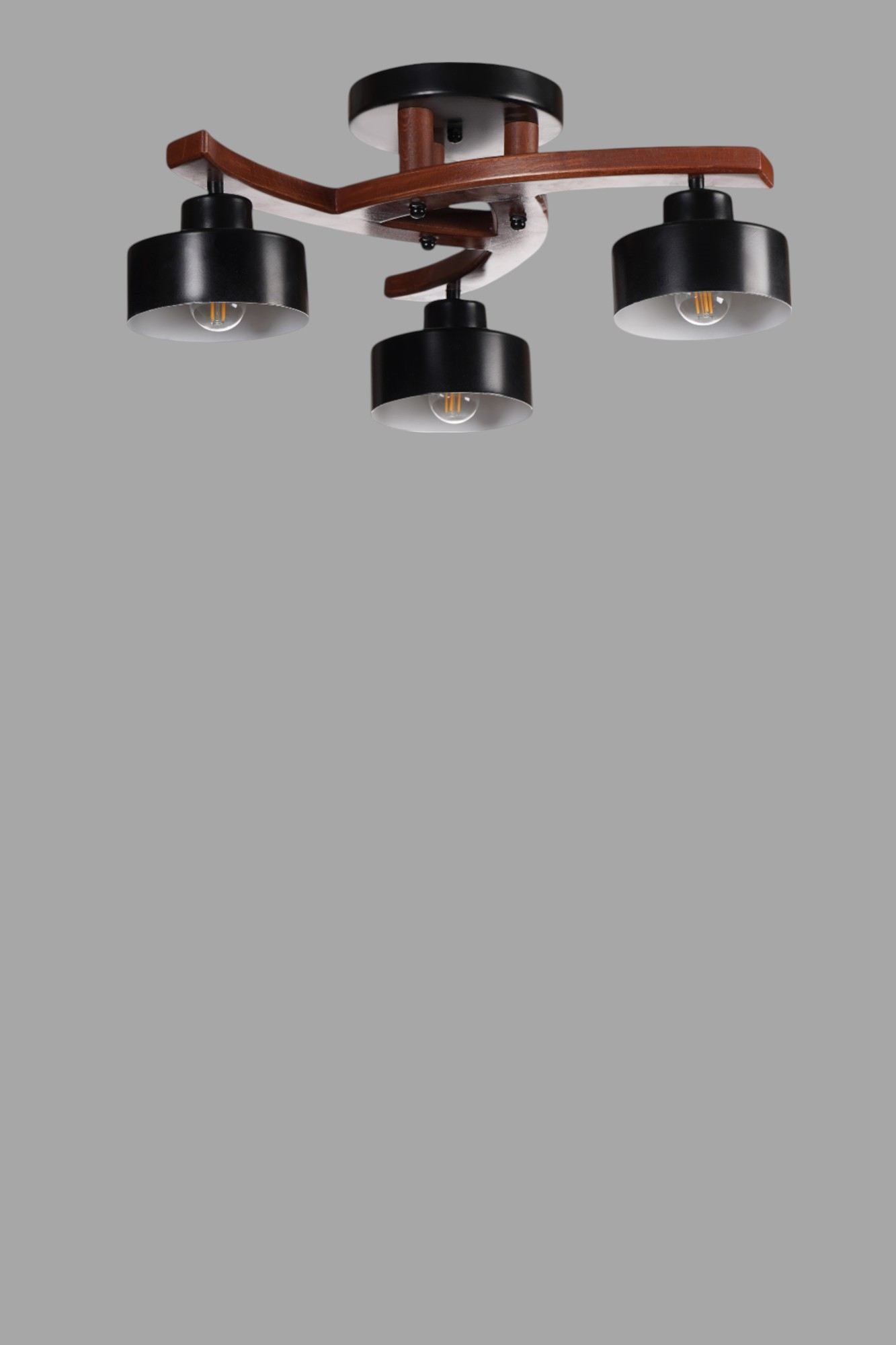 Candeeiro de Teto – Ø14 x 12 cm – Preta e Nogueira – Metal