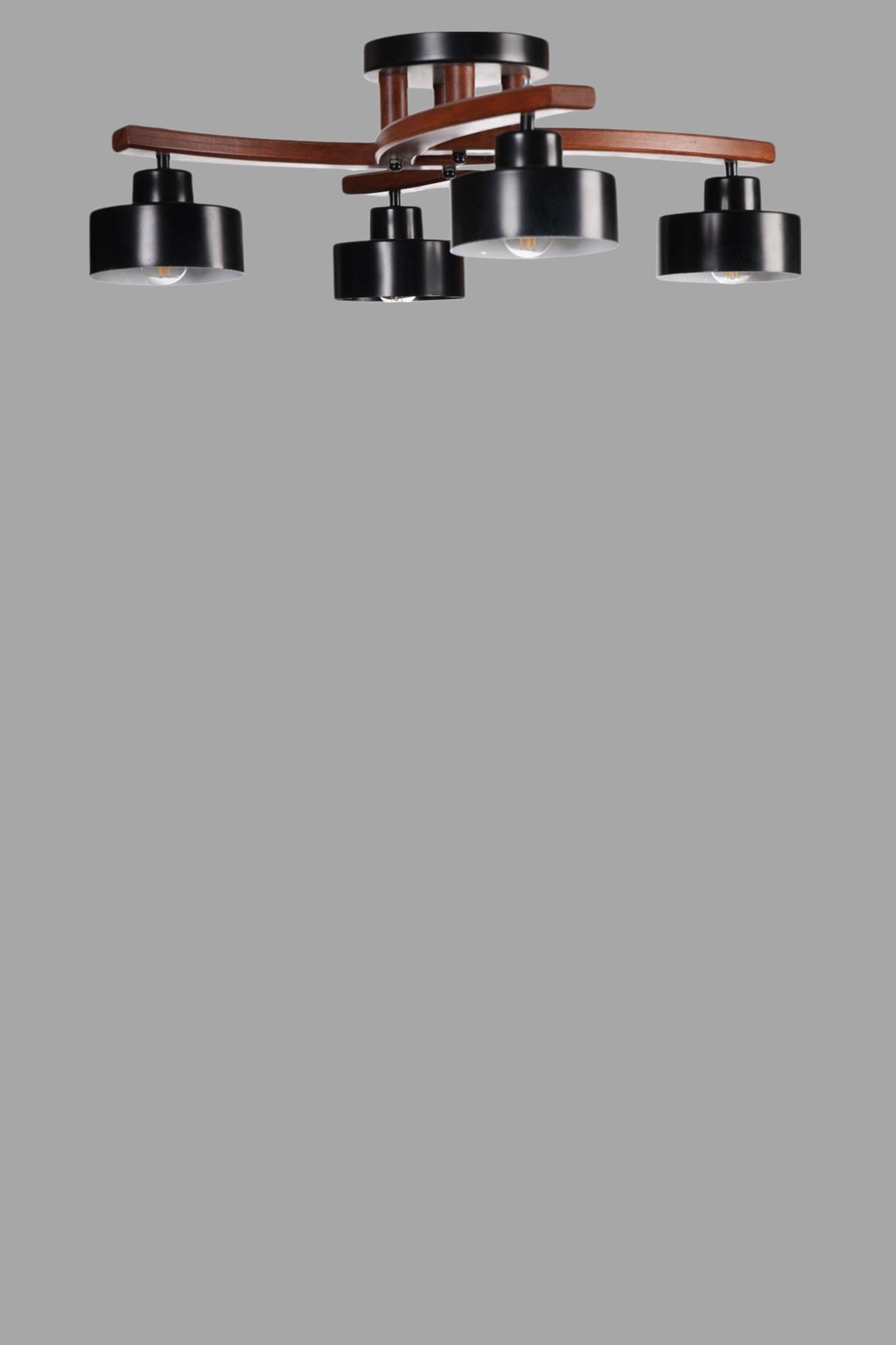 Candeeiro de Teto – Ø14 h:12 cm – Preto/Nogueira – Metal