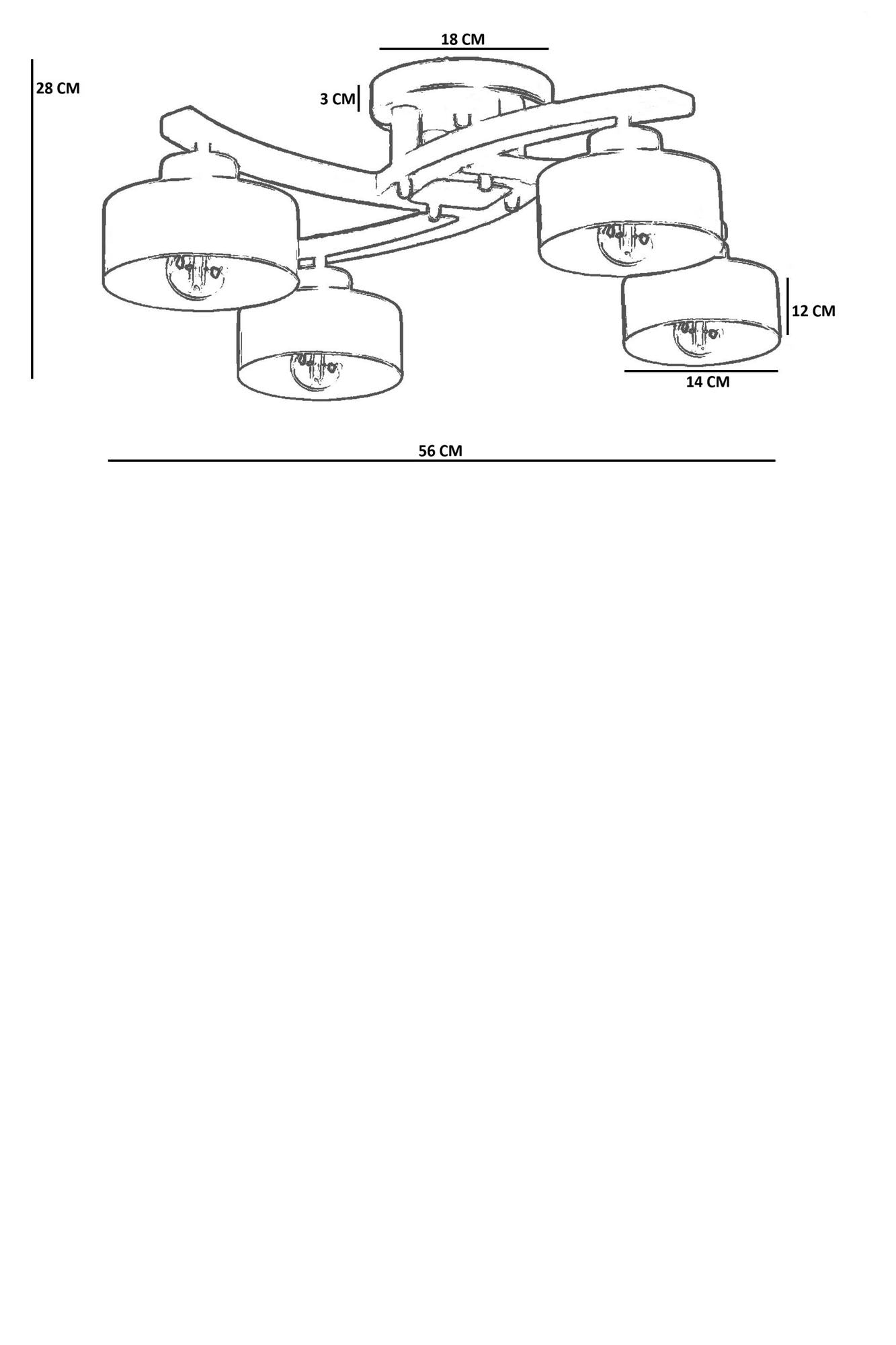 Candeeiro de Teto – Ø14 h:12 cm – Preto/Nogueira – Metal