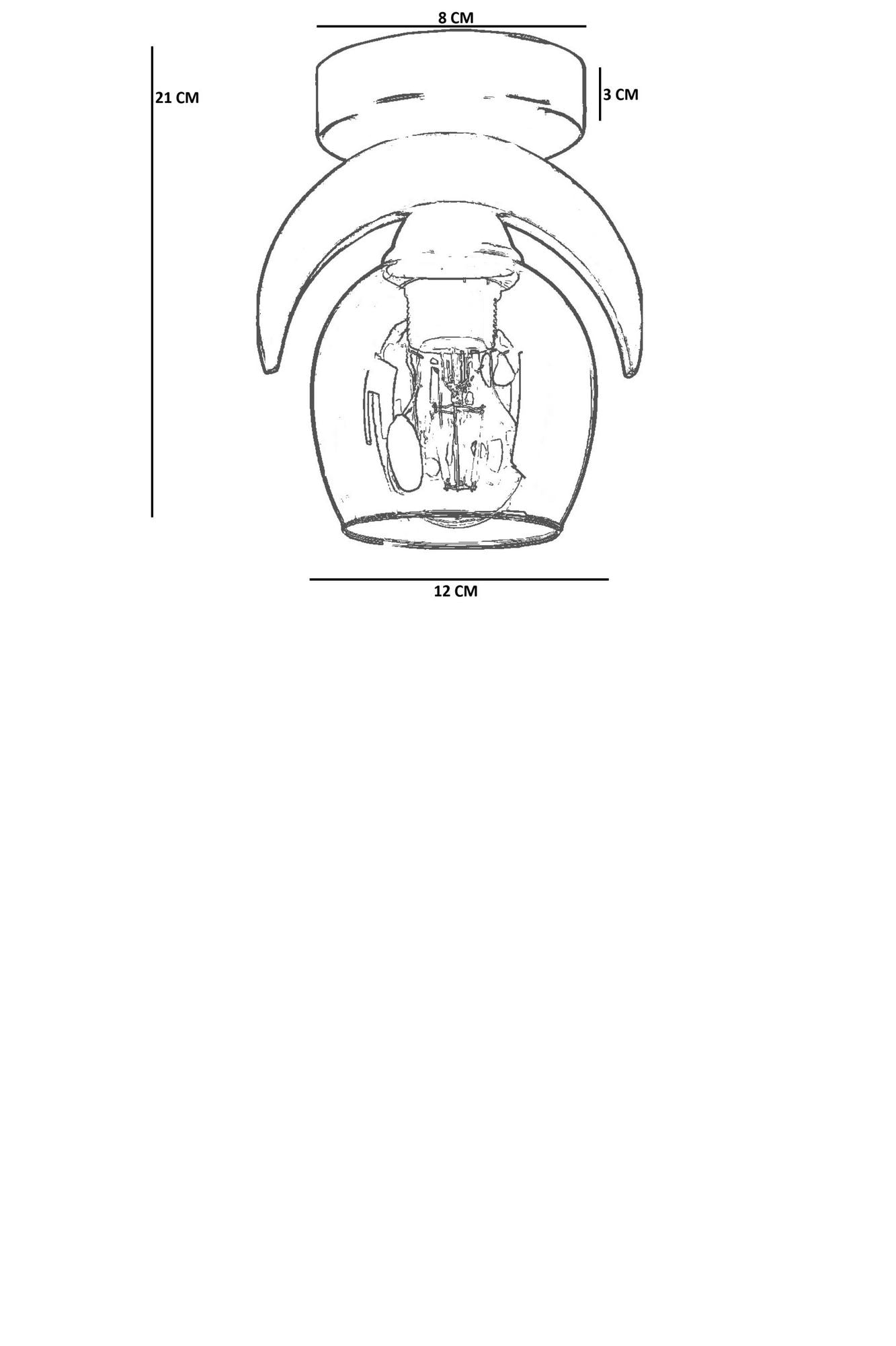 Candeeiro de Teto – 21 cm – Mel, Noz, Preto – Metal e vidro