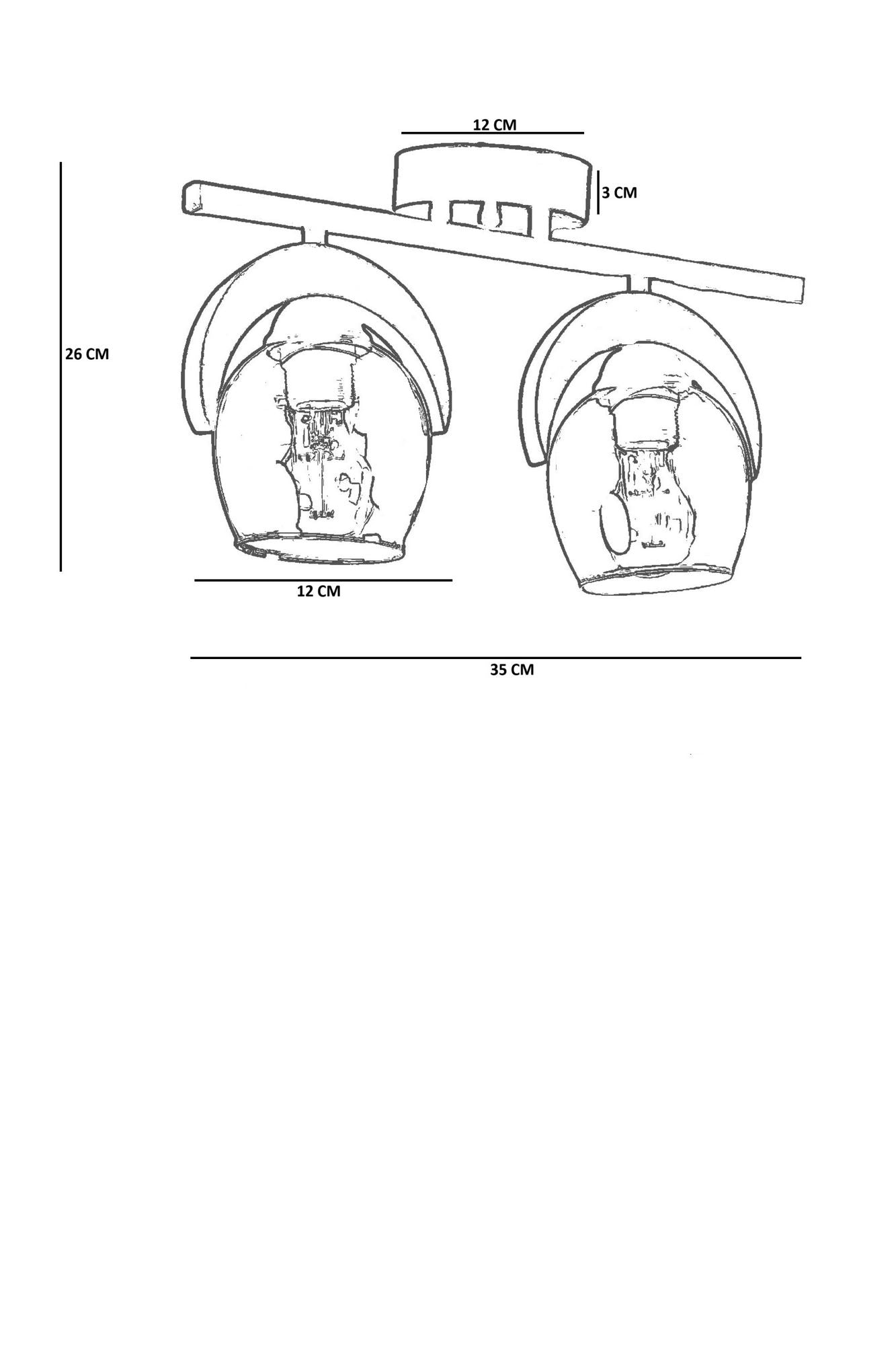 Candeeiro de Teto – Ø12 h:15 cm – Mel, Noz, Preto – Metal e Madeira