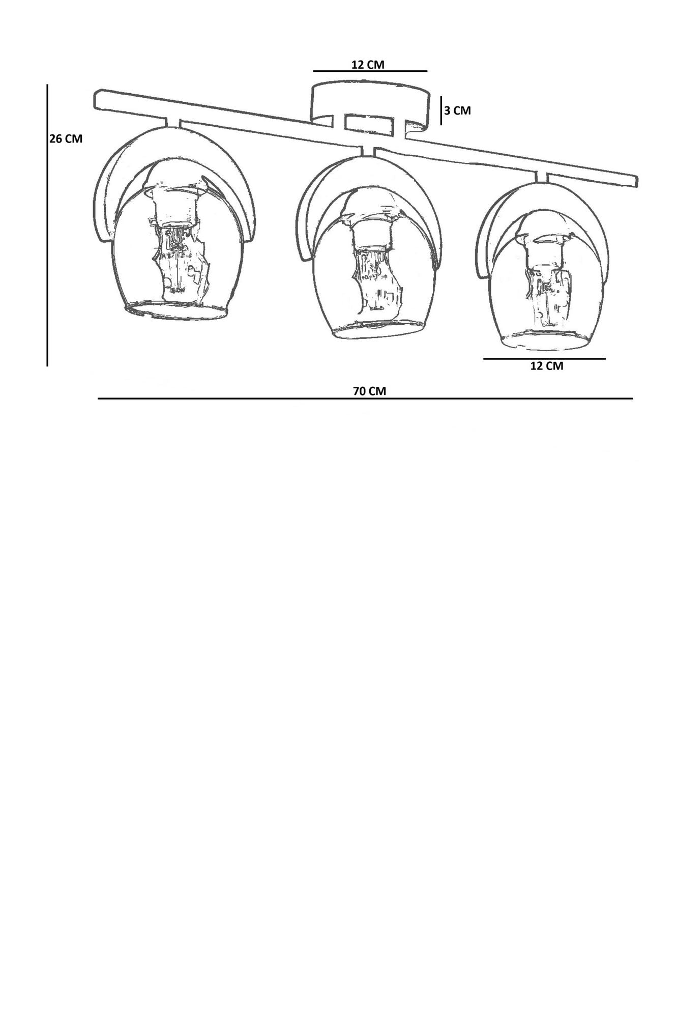 Candeeiro de Teto – Ø12 cm h:15 cm – Mel, Noz, Preto – Metal