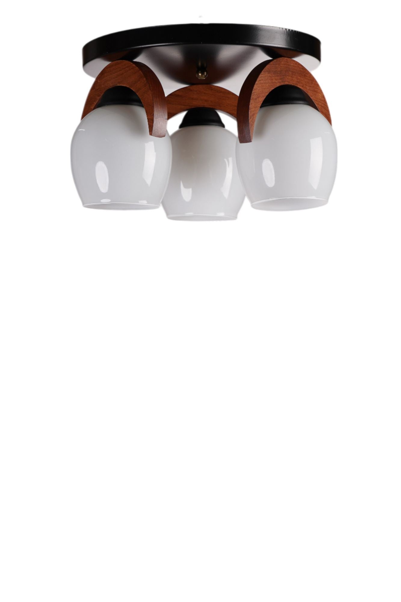 Candeeiro de Teto – Ø12 cm – Branco, Nogueira, Preto – Metal e Vidro