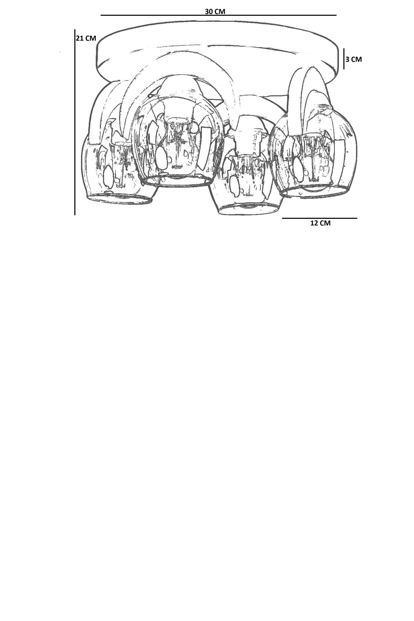 Candeeiro de Teto – 21 cm – Branco, Nogueira, Preto – Metal e Vidro