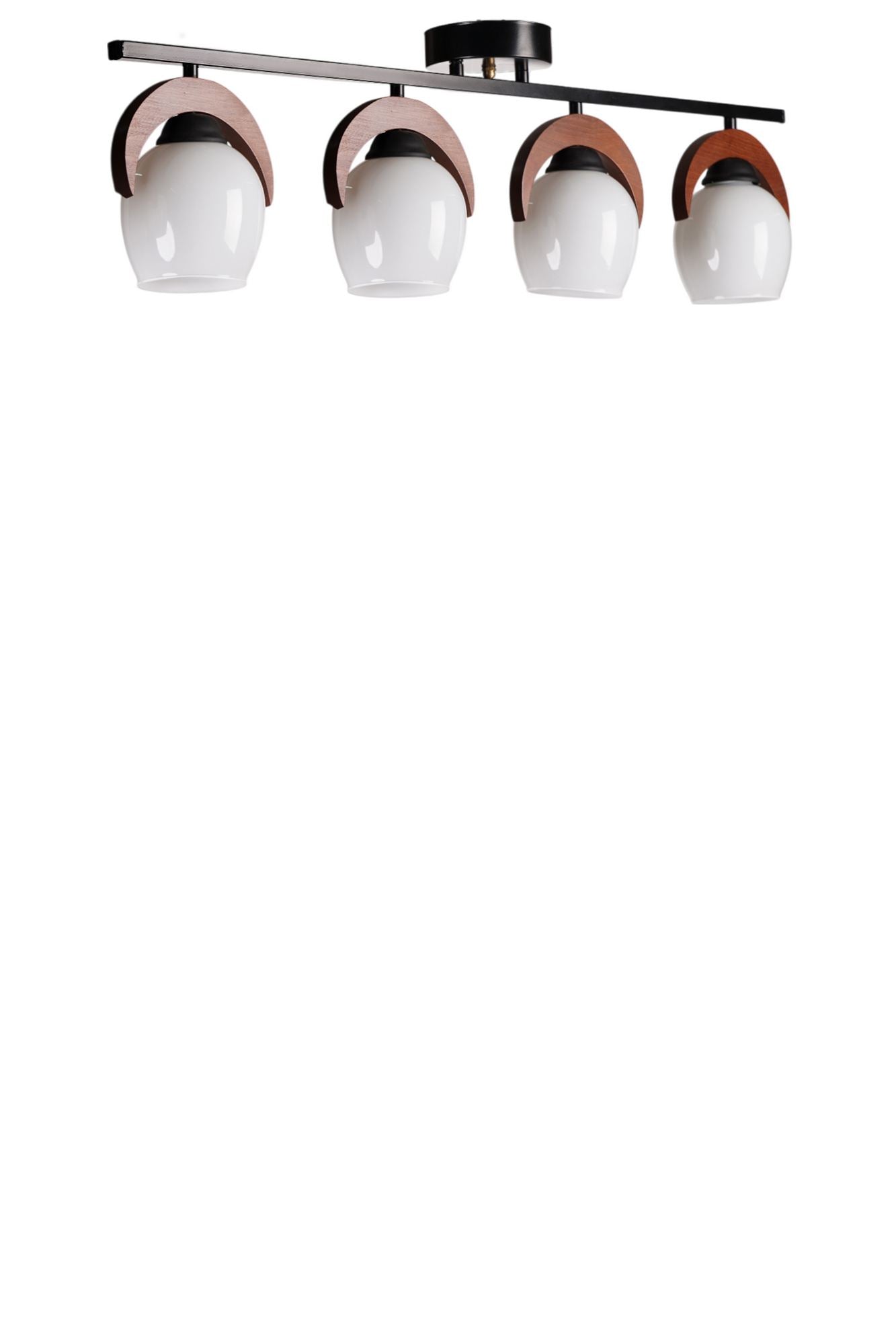 Candeeiro de Teto – Ø12 h:15 cm – Branco, Nogueira, Preto – Metal e Madeira