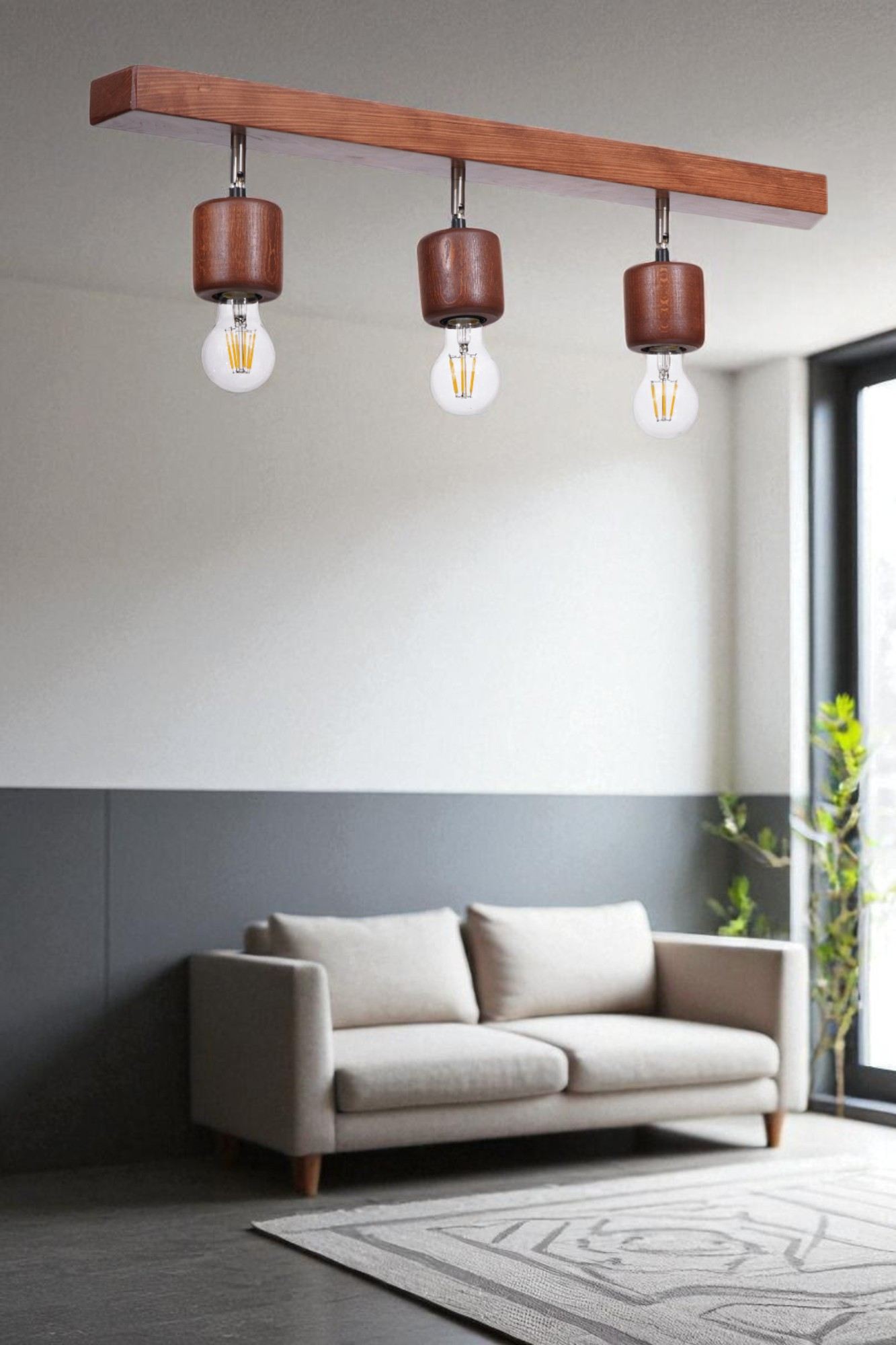 Candeeiro de Teto – 18 cm – Carvalho – Madeira