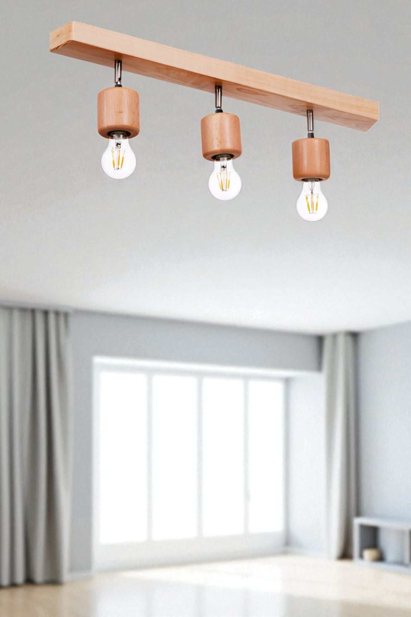 Candeeiro de Teto em Madeira – 18 cm – Carvalho