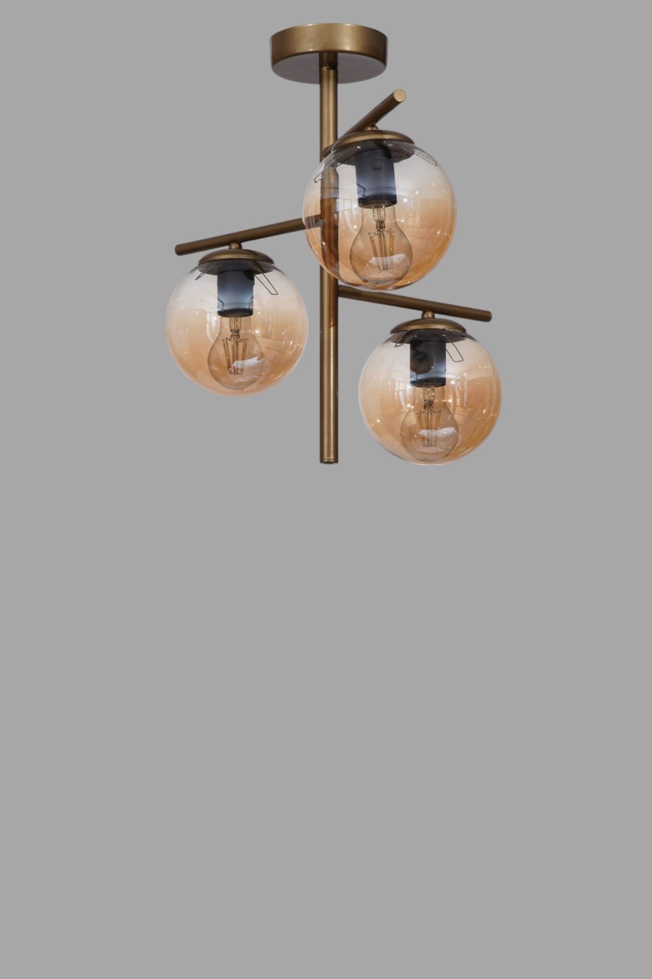 Candeeiro de Teto – 44 cm – Mel e Ouro – Metal e Vidro