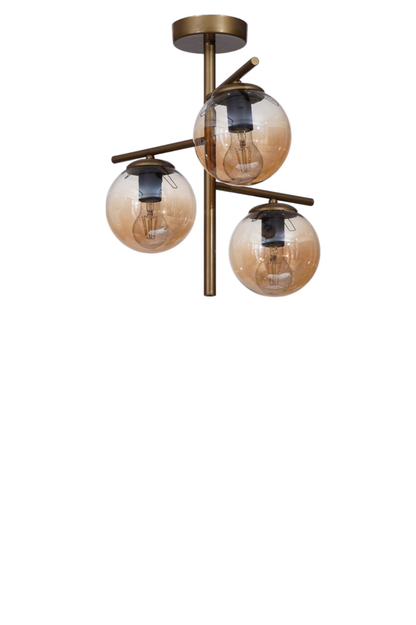 Candeeiro de Teto – 44 cm – Mel e Ouro – Metal e Vidro