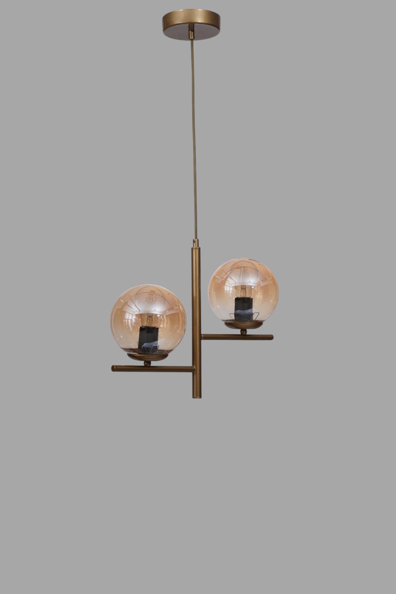 Candeeiro de Teto – Ø15 cm – Mel e Ouro – Metal e Vidro