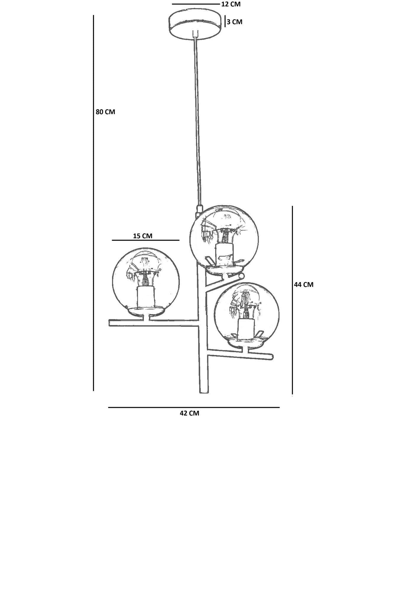 Candeeiro de Teto – 80 cm – Mel e Ouro – Metal e Vidro