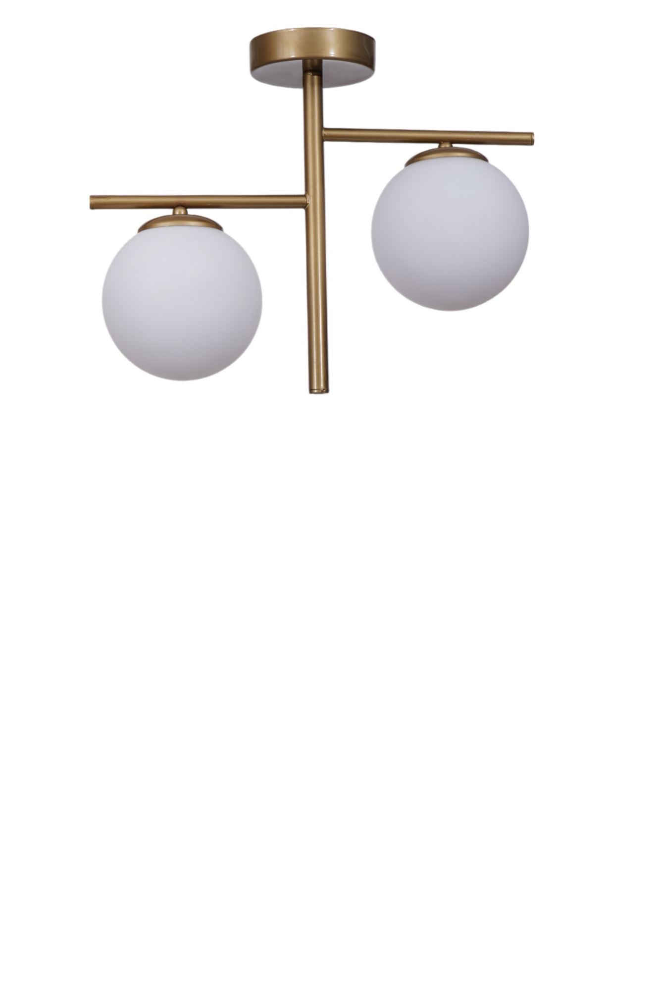 Candeeiro de Teto – 34 cm – Branco e Dourado – Metal e Vidro