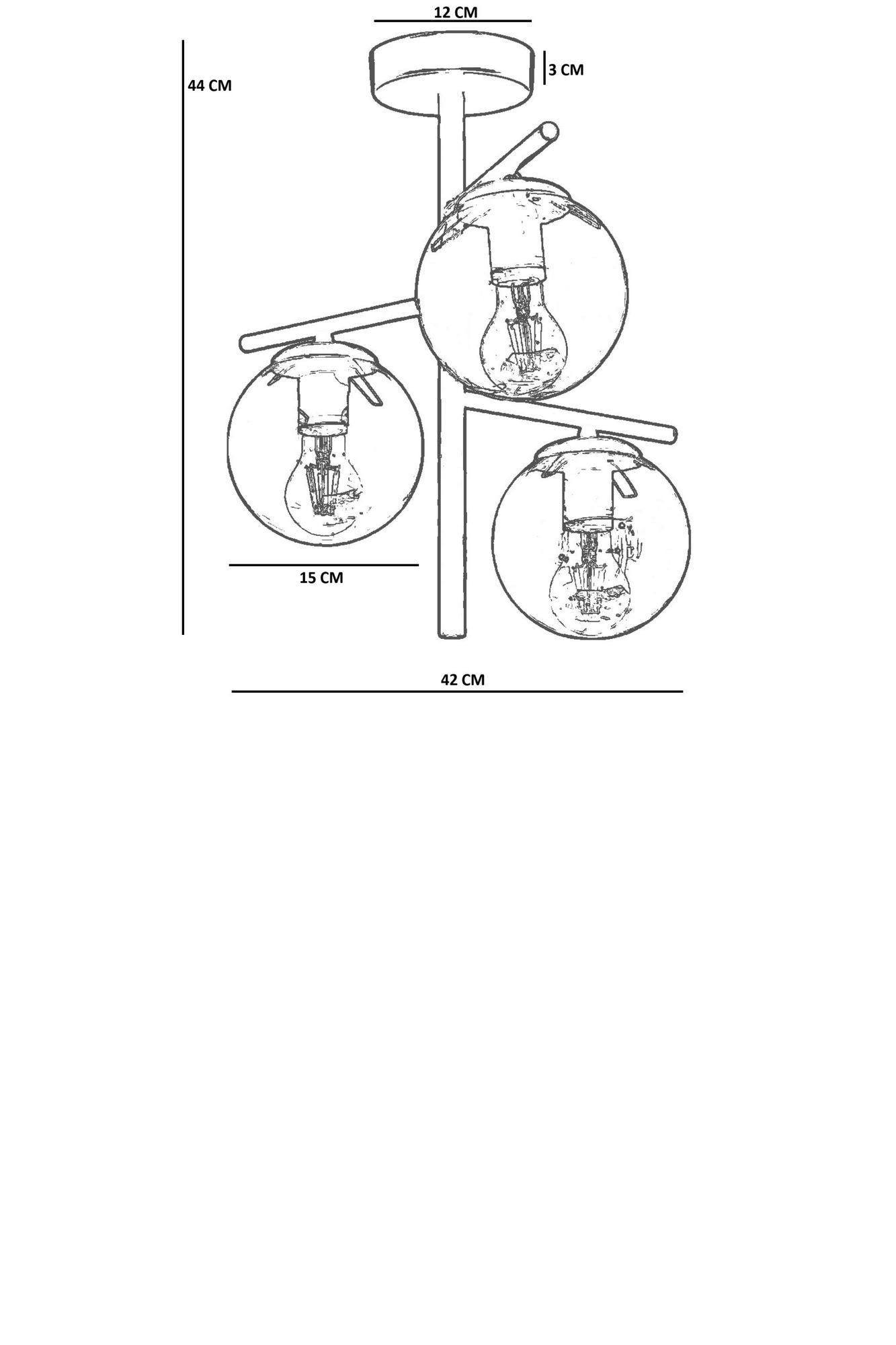 Candeeiro de Teto – Ø15h24cm – Cinza e Preto – Metal e Vidro
