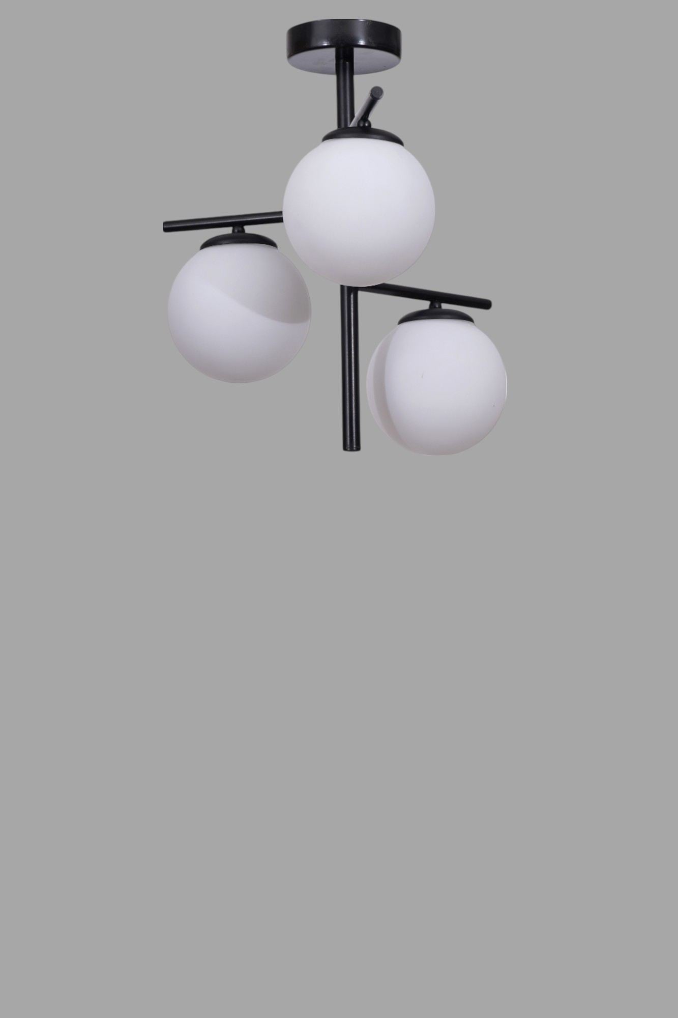 Candeeiro de Teto – 44 cm – Branco e Preto – Metal e Vidro