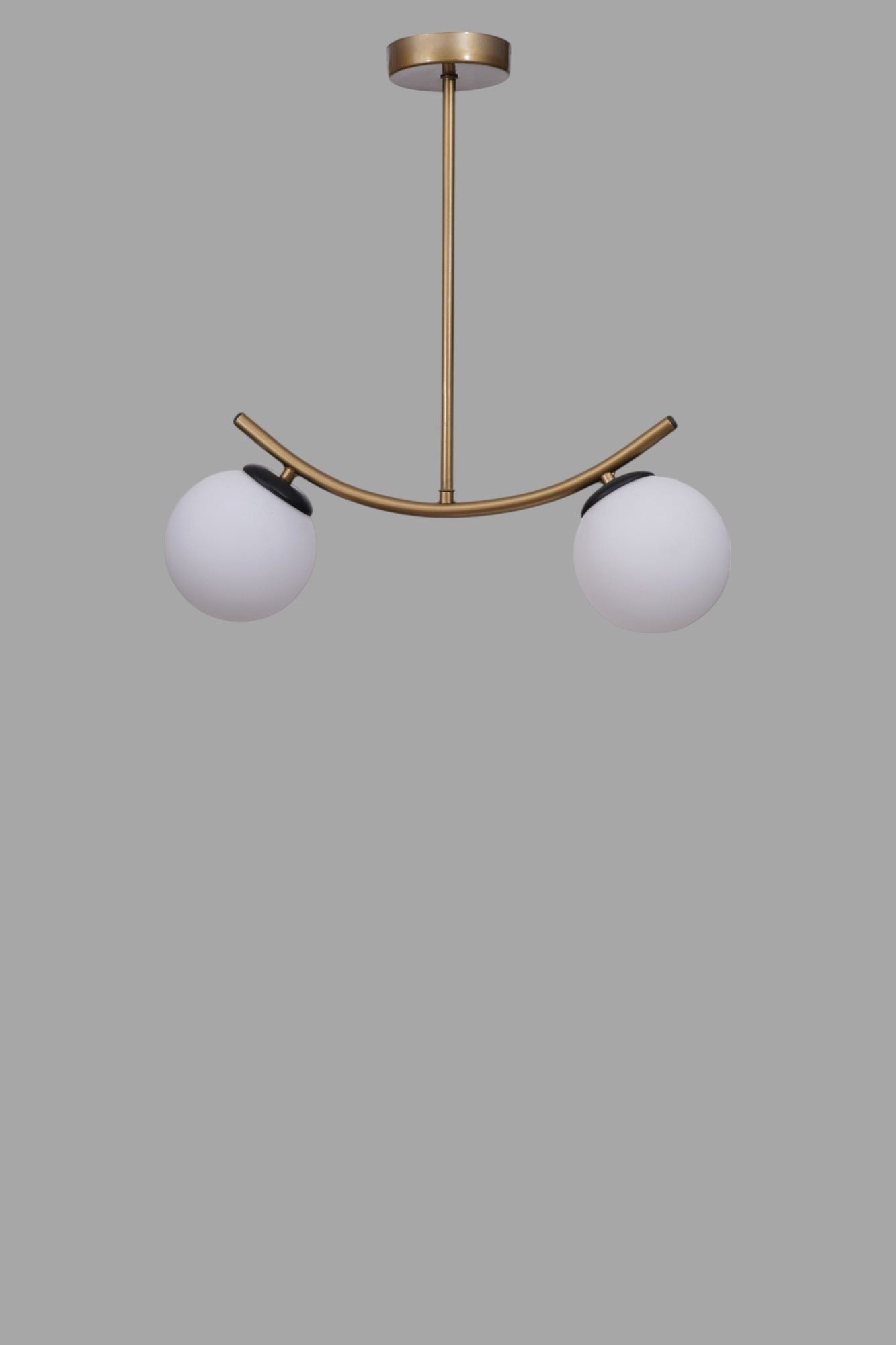 Candeeiro de Teto – 40-60 cm – Branco e Dourado – Metal e Vidro
