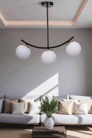 Candeeiro de Teto – 40-60 cm – Branco e Preto – Metal e Vidro