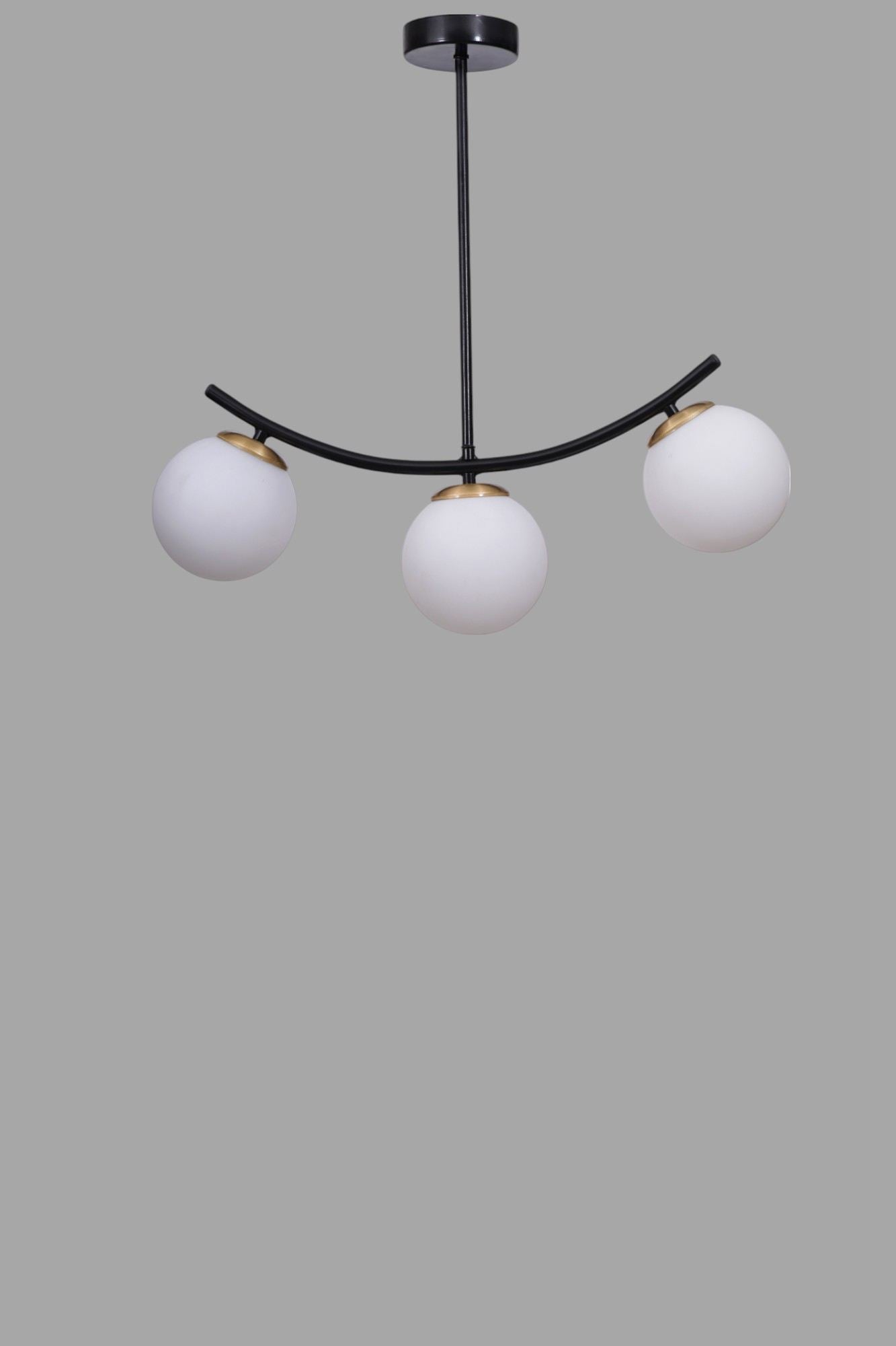 Candeeiro de Teto – 40-60 cm – Branco e Preto – Metal e Vidro