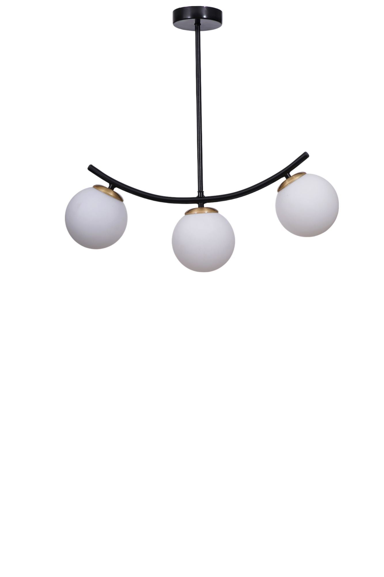 Candeeiro de Teto – 40-60 cm – Branco e Preto – Metal e Vidro