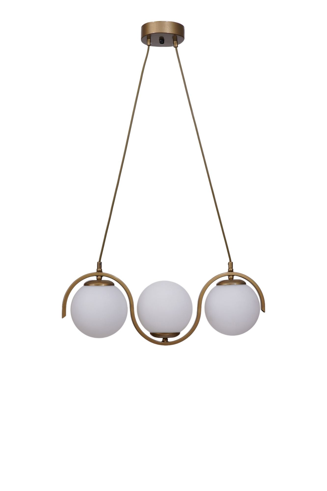Candeeiro de Teto – Ø15 h:40 cm – Branco e Dourado – Metal e Vidro