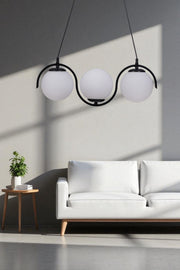 Candeeiro de Teto – 80 cm – Branco e Preto – Metal e Vidro