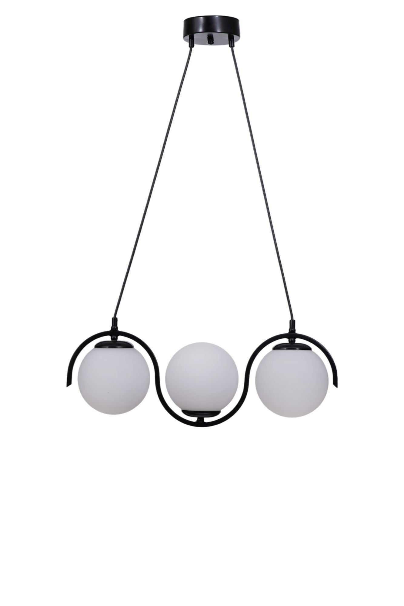 Candeeiro de Teto – 80 cm – Branco e Preto – Metal e Vidro