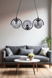 Candeeiro de Teto – Ø15 h:42 cm – Cinza e Preto – Metal e Vidro