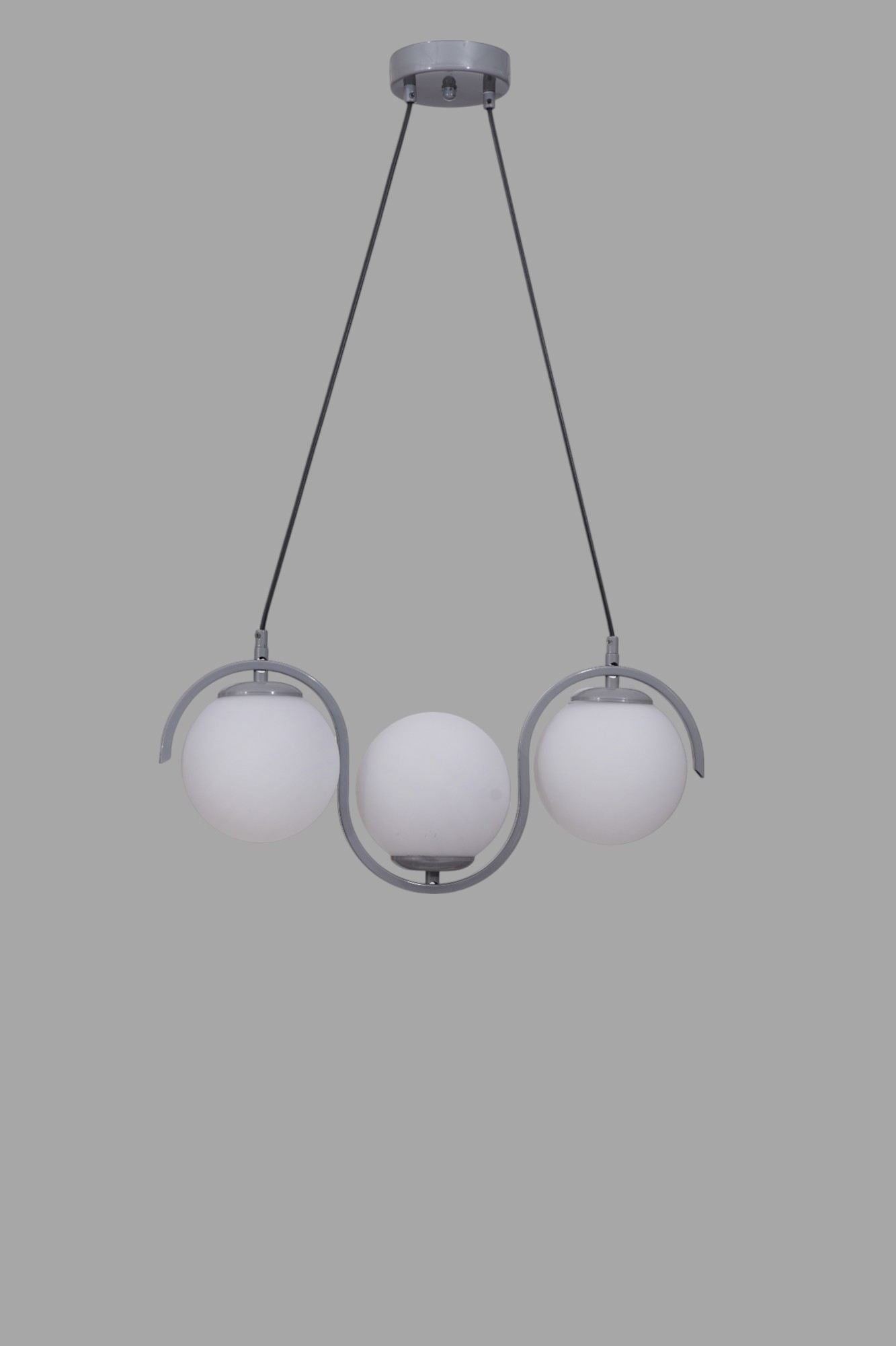 Candeeiro de Teto – 80 cm – Branco e Cinza – Metal e Vidro