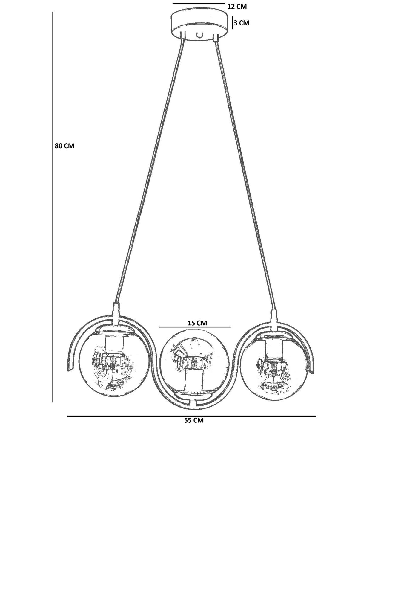 Candeeiro de Teto – 80 cm – Branco e Cinza – Metal e Vidro