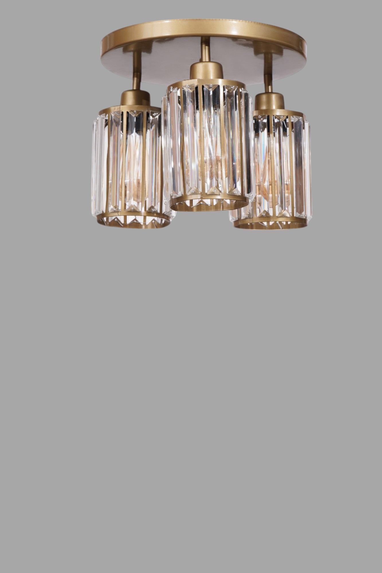 Candeeiro de Teto – 26 cm – Dourado – Metal e Vidro