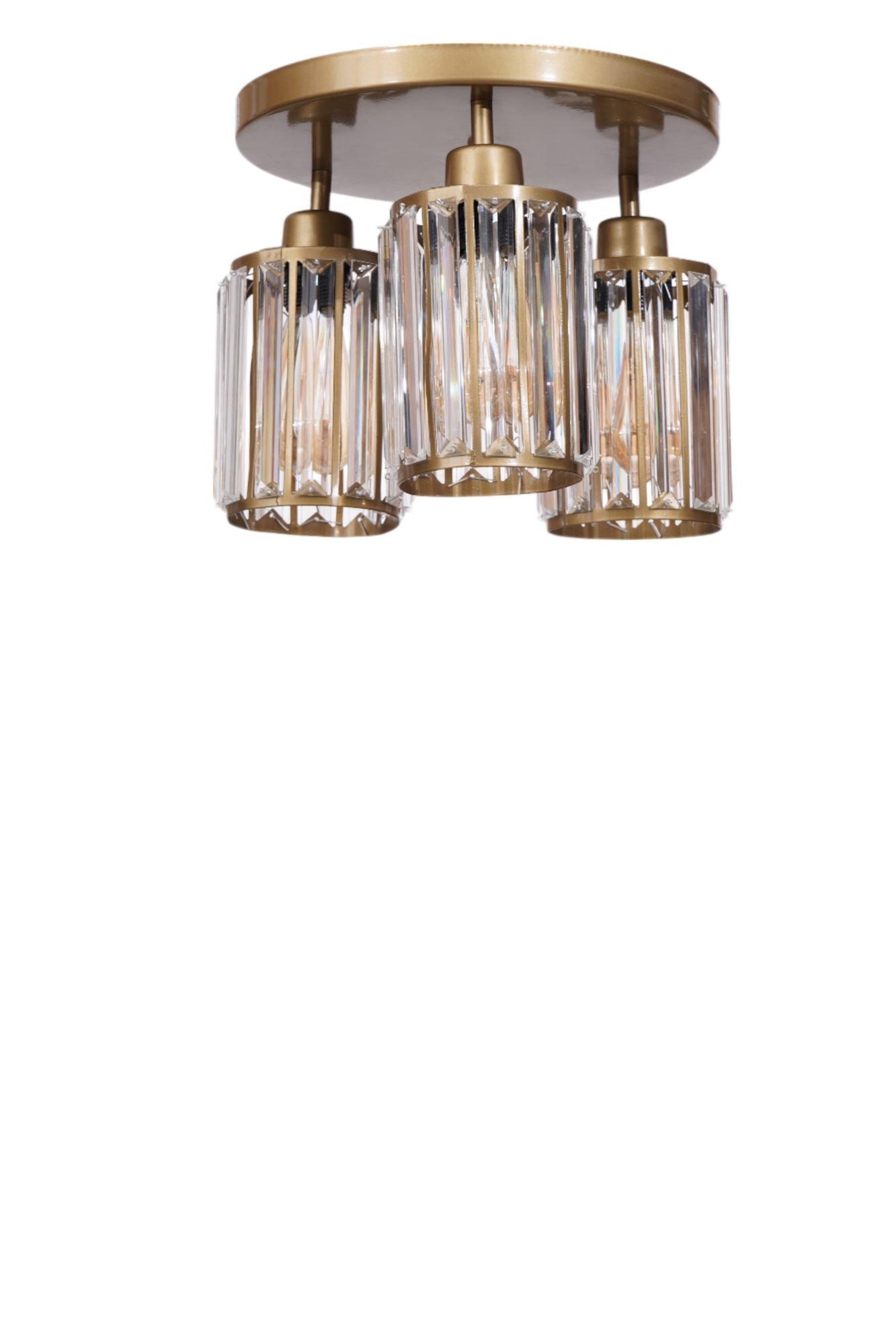 Candeeiro de Teto – 26 cm – Dourado – Metal e Vidro