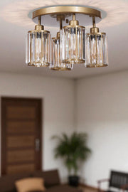 Candeeiro de Teto – 26 cm – Dourado – Metal e Vidro