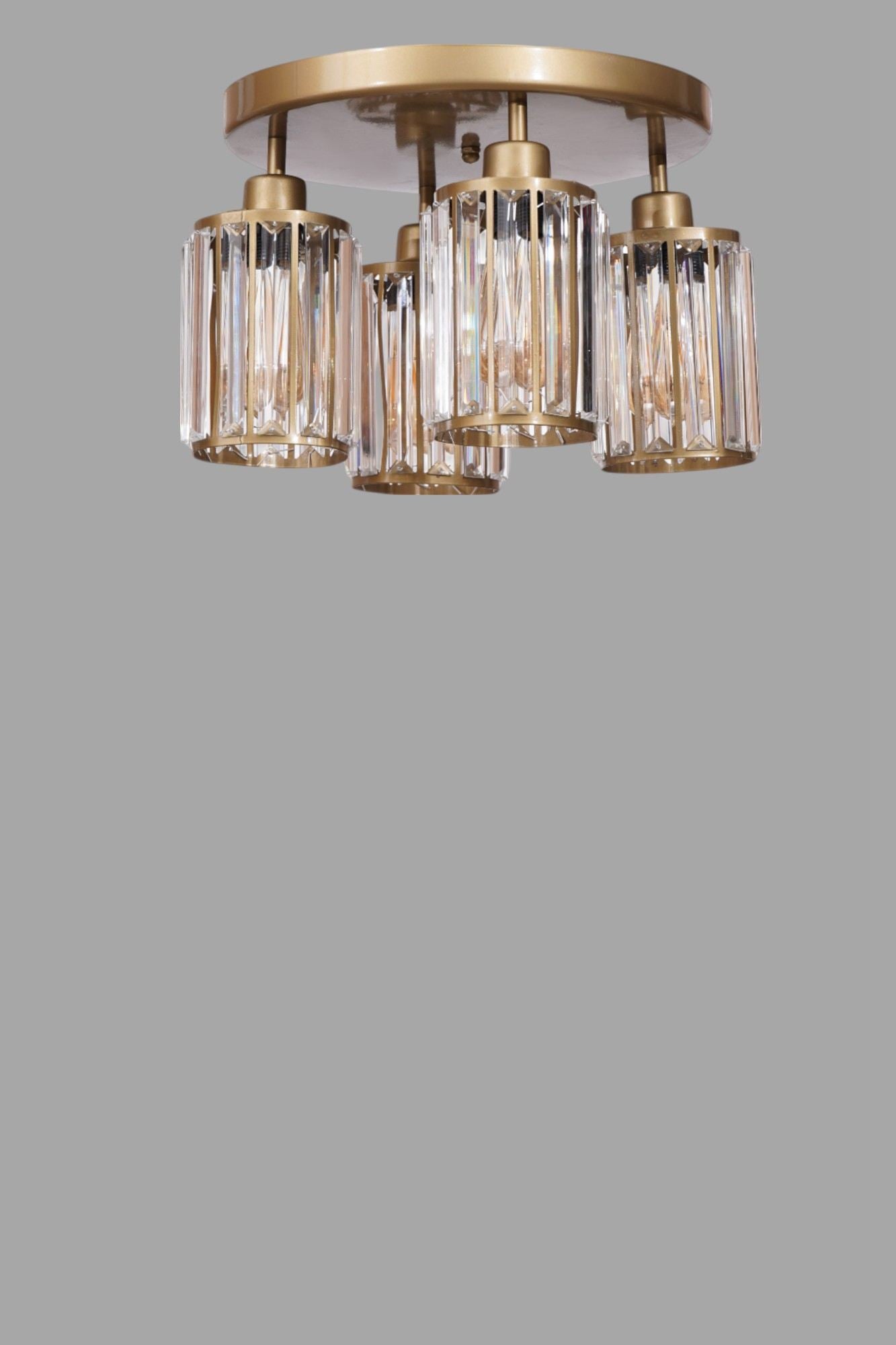 Candeeiro de Teto – 26 cm – Dourado – Metal e Vidro