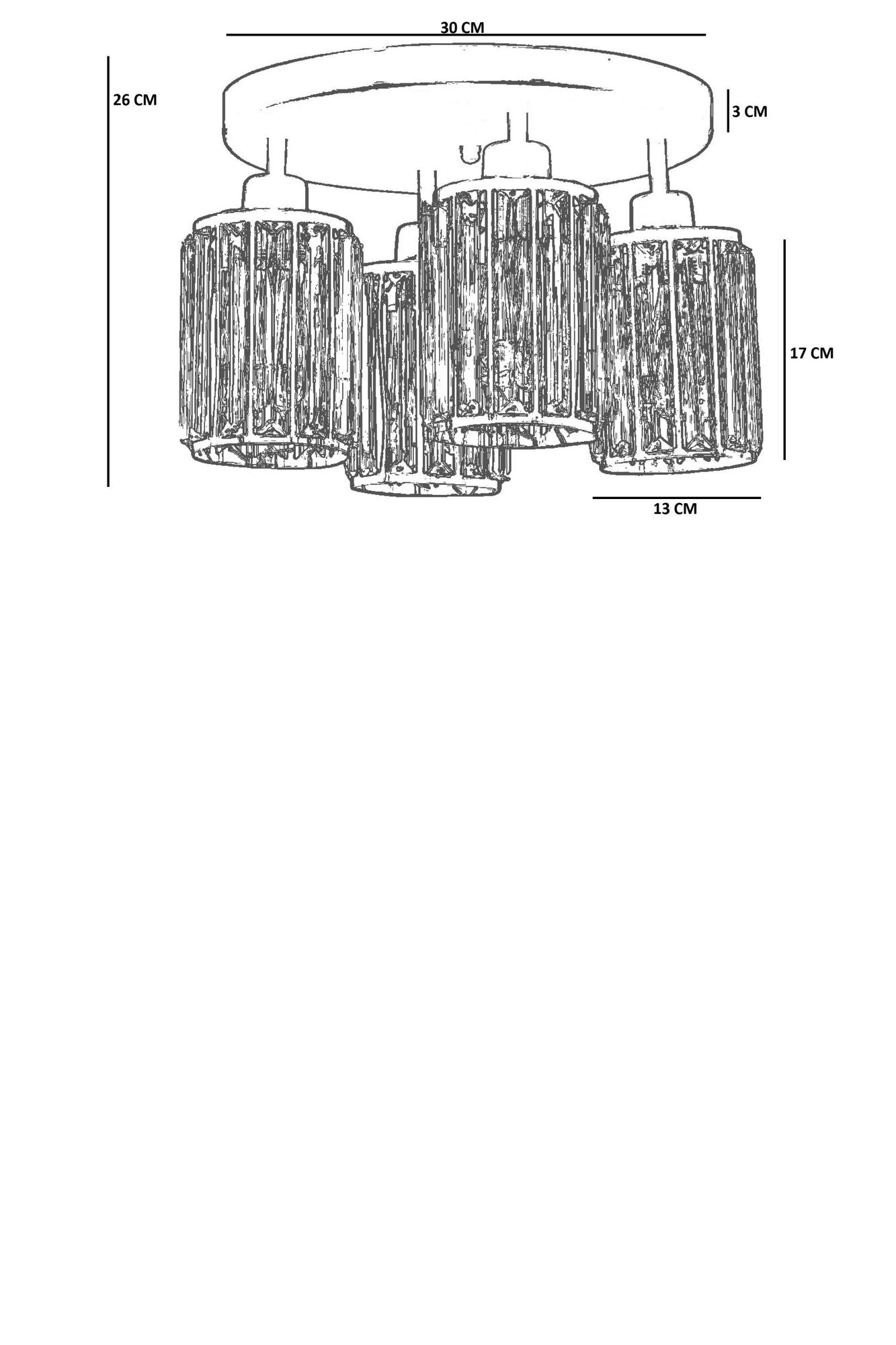 Candeeiro de Teto – 26 cm – Dourado – Metal e Vidro