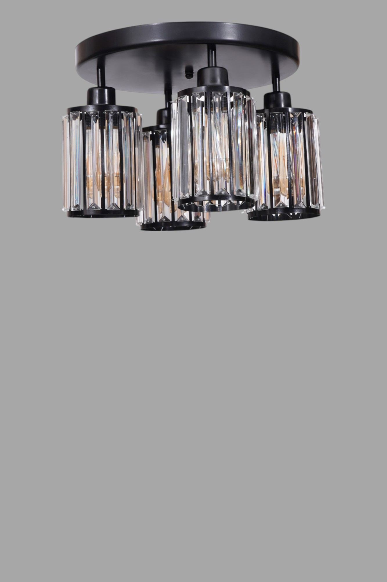 Candeeiro de Teto - 26 cm - Preto - Metal e Vidro