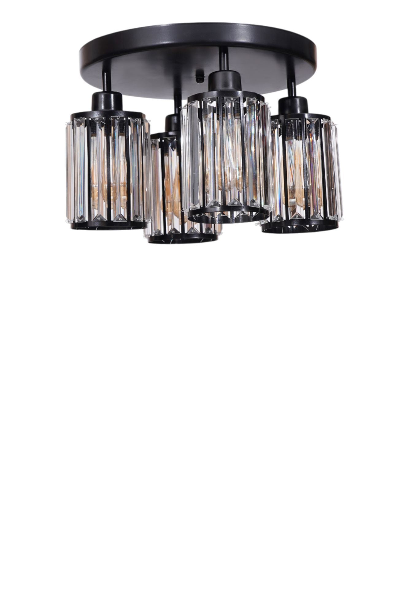 Candeeiro de Teto - 26 cm - Preto - Metal e Vidro