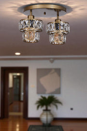 Candeeiro de Teto – 23 cm – Dourado – Metal e Vidro